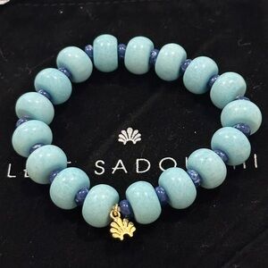 LELE sadoughi blue beaded stretch bracelet